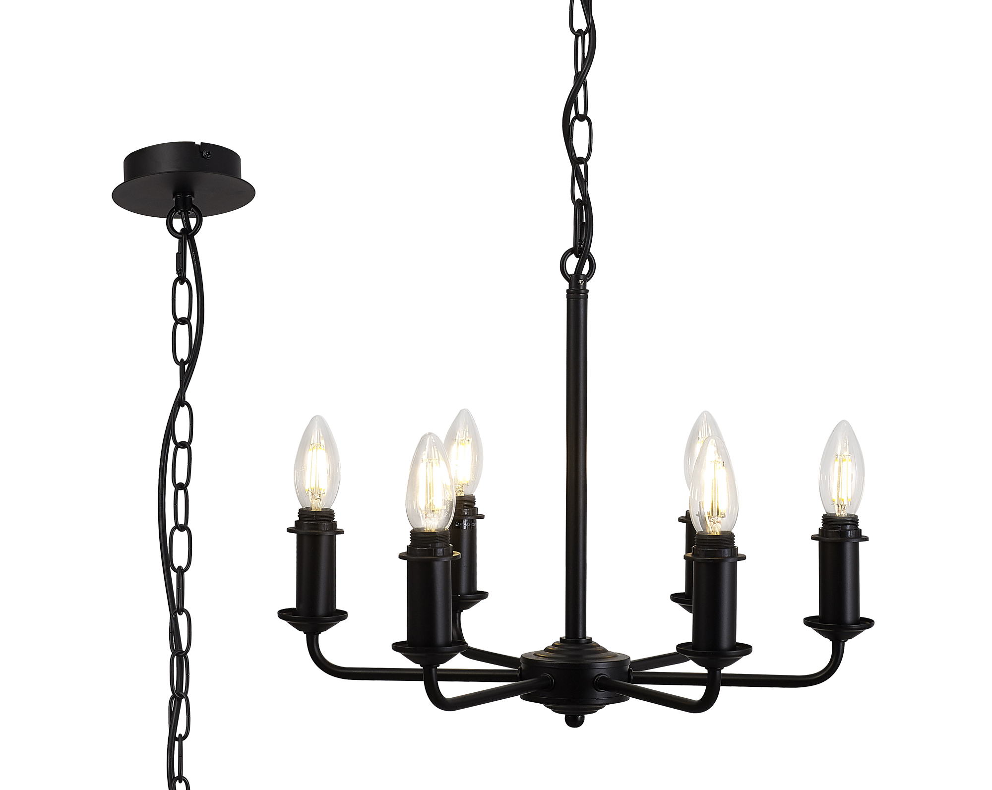 D0674  Banyan Pendant/Semi Flush 6 Light Matt Black